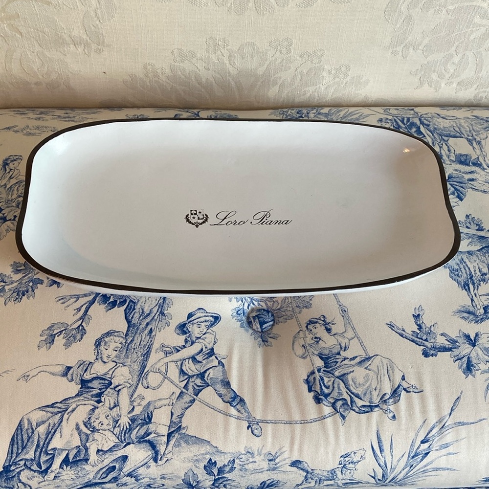 Loro Piana white and espresso small wooden tray